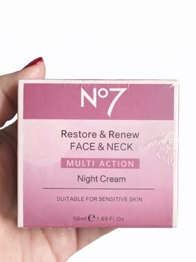 No7 Restore & Renew Face & Neck Night Cream 50ml NEW Sealed Anti-Aging